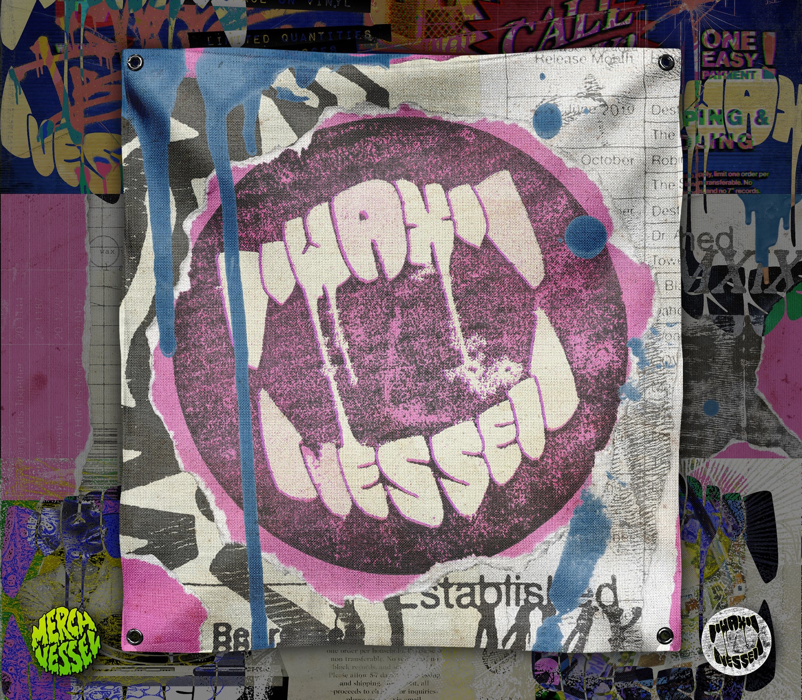 Wax Vessel - Pink/Blue Wall Flag